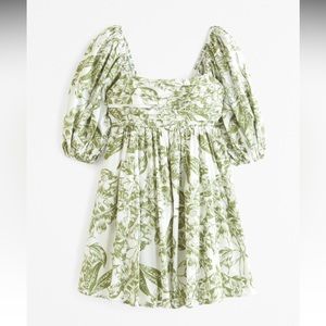 NWT Abercrombie and Fitch Emerson Poplin Puff Sleeve Mini Dress size LT